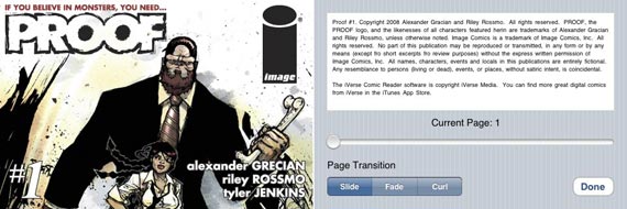 iVerse's comic system reduces the cover size and allows you to read panel by panel for a great price.